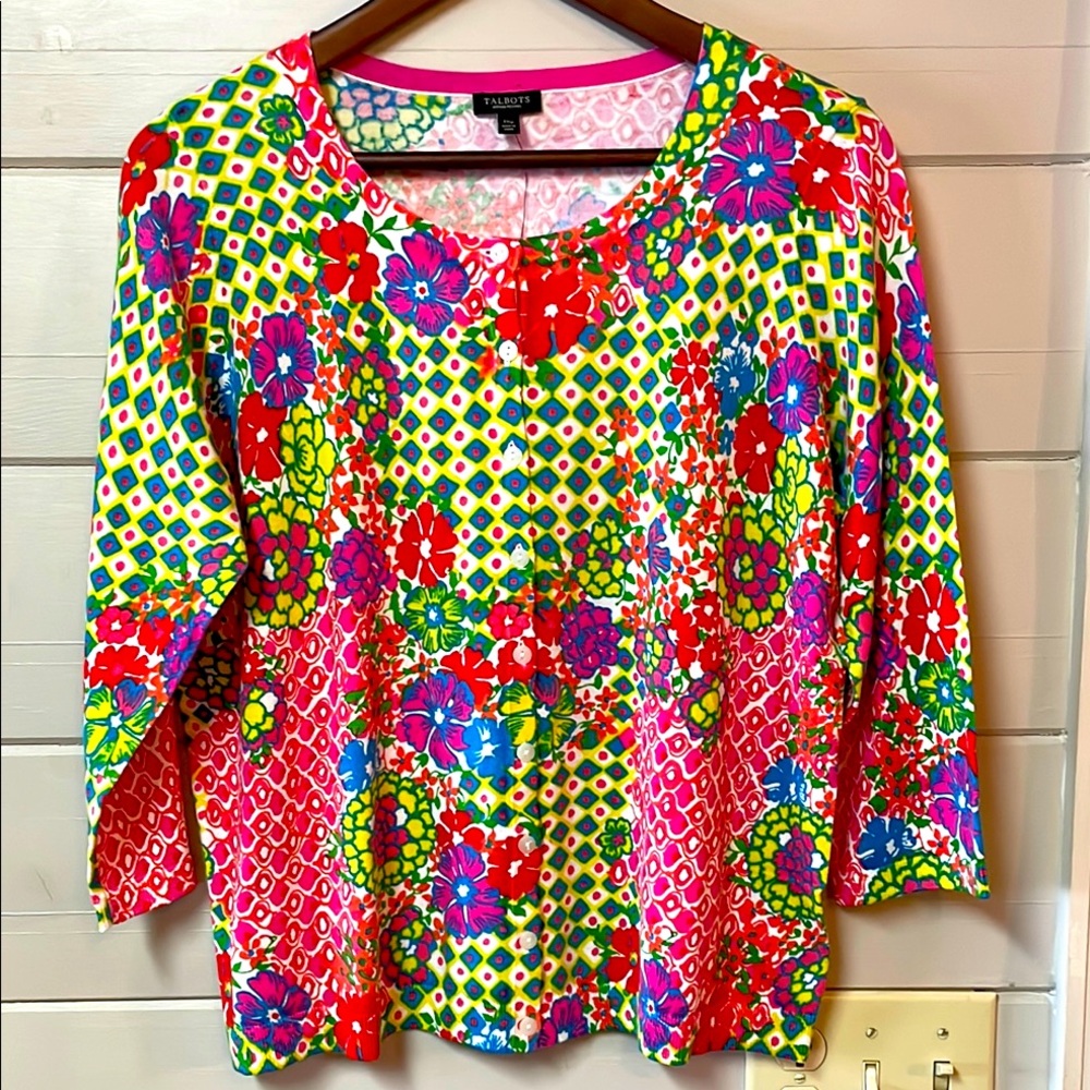 NWT Talbots Women's Floral Multicolor Top Size 1XP.